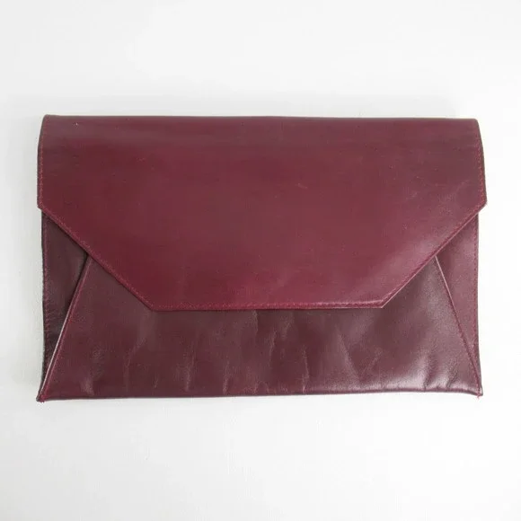Etra Bags Vintage Etra Leather Clutch Handbag Women Burgundy